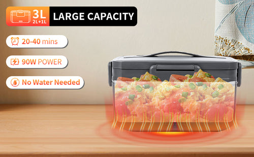 Heated Lunch Box 90W Electric Lunch Box for Adults with 2L Stainless Steel Container Portable Food Warmer for Men/Car/Truck/Work/Travel Loncheras Para Hombres De Trabajo 12/24/110v
